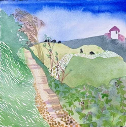 South West Coast Path - Gara Rock, 2023 (aquarel op papier)