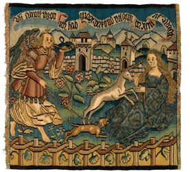 Wandtapijt paneel met de Jacht op de Eenhoorn