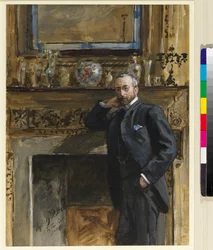 Heer in een interieur bij 5 Fig Tree Court, 1890