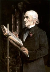 Mr Gladstone die de Lessen Leest in de Hawarden Kerk