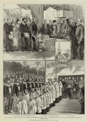 De Prins en Prinses van Wales in Denemarken, leggen de Eerste Steen van de Nieuwe Engelse Kerk in Kopenhagen