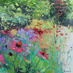 Echinacea in de Border, 2025 (acryl)
