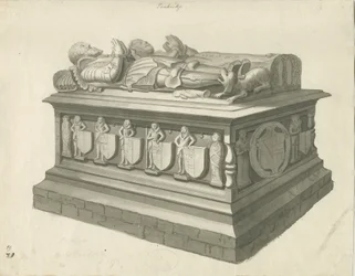 Penkridge Church - Graf van [Sir Edward Littleton]: sepia tekening, nd [eind 18e eeuw]