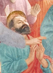Het hoofd van St. Paulus, uit de opwekking van de zoon van Theophilus, en St. Petrus als eerste bisschop van Antiochië, ca. 1427 en ca. 1484-85 (detail)