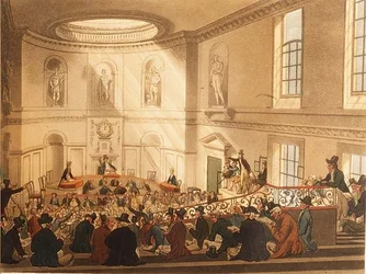 India House, de Verkoopkamer, uitgegeven door Ackermann
