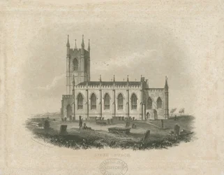 Stoke-upon-Trent Kerk [Nieuw]: staalgravure (vignet), nd [?midden 19e eeuw]