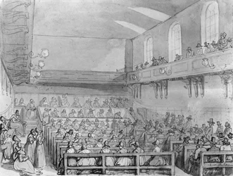 Quakers bijeenkomst in een Londense ontmoetingshuis