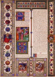 Incipit uit het Boek van Nahum, uit Deel II van de Bijbel van Borso d