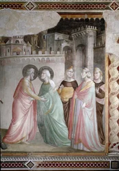 De ontmoeting van Anna en Joachim bij de Gouden Poort (detail) - fresco, ca. 1327