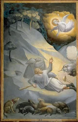 De annunciatie aan de herders, uit de cyclus van het leven van de Maagd (fresco)