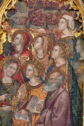 Verschillende heiligen aanbidden de Madonna, Drieluik van de Hemelvaart
