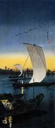 Avondzicht op Sekiyado, ca. 1930