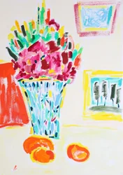 Kleurrijke bloemen en fruit