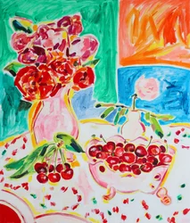 Levendige rozen, verse kersen