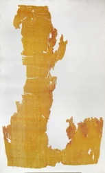 Fragment van materiaal met patronen van bloemmotieven en mandarijneenden