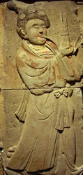 Terracotta stele met muzikant, Tang-dynastie