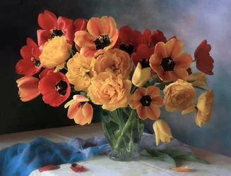 Kleurrijk tulpenboeket