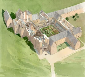 Luchtfoto van Lilleshall Abbey