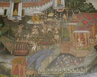 Detail van de stad Phitsanulok, Wat Bowonniwet Vihara, Bangkok