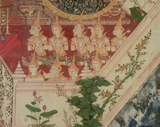 Bovennatuurlijke wezens in aanbidding, Wat Suwannaram, Thonburi, 1831