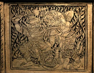 THAISE KUNST: Een episode uit de "Ramayana". Boekenkast, Bangkok Stijl