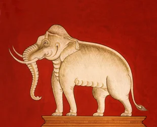 Witte olifant, pagina uit een manuscript over olifantentraining (wc op papier)
