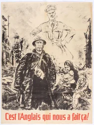 Het zijn de Engelsen die dit ons hebben aangedaan. Vichy Frankrijk Propagandaposter, 1940