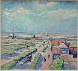 Uitzicht op de haveningang in Nieuport