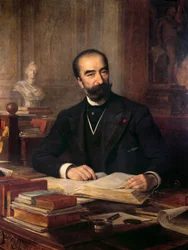 Portret van Sadi Carnot aan zijn bureau, president van 1887 tot 1894