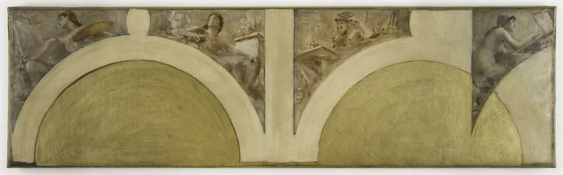 Schets voor de Salon des Arts van het Stadhuis van Parijs: De schilderkunst, de beeldhouwkunst, de architectuur, de gravure in taille douce, circa 1891