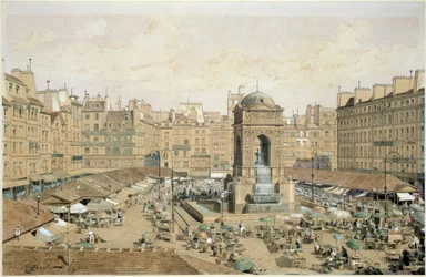 De Marche aux Innocents (pen en inkt en aquarel op papier)