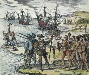Columbus landt in de Indiën. 1594