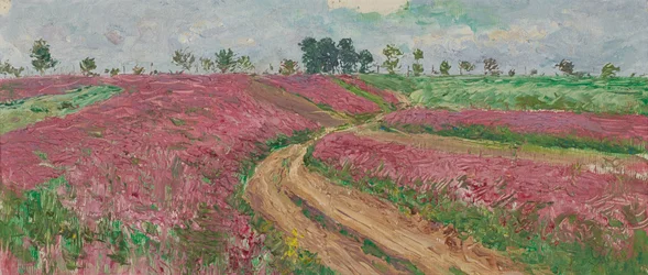 Veld van Sainfoin bij Znaim II, c.1893 (olieverf op doek op hout)