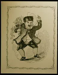 Kerstman illustratie voor een gedicht van Clement C. Moore, 1848