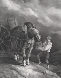 Jongen die een Paard met een Neuszak Voert
