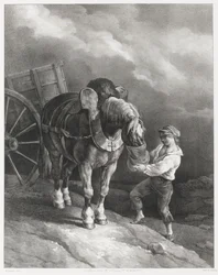 Jongen die haver voert aan een vastgebonden paard (A Boy Giving Oats to a Hitched Horse)