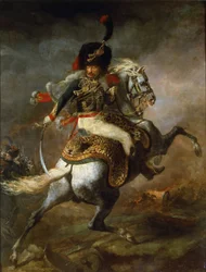 Officier van de jagers te paard van de Keizerlijke Garde in de aanval
