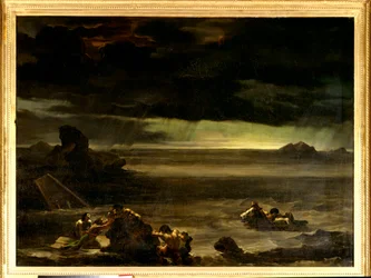 De zondvloed. Schilderij van Théodore Géricault (1791-1824), 19e eeuw. Afmetingen 0,97 x 1,3 m. Parijs, Louvre Museum