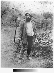 Claude Monet in zijn tuin, 1880 (zilveren afdruk)