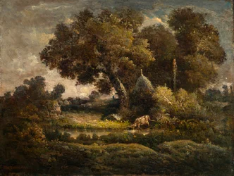 Landschap met kolenmeiler
