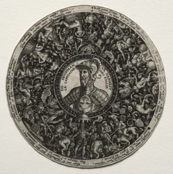 Ontwerp voor een schaal met medaillons, ca. 1558
