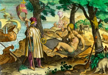 Geschiedenis van Amerika: Eerste contact van de Italiaanse navigator Amerigo Vespucci met de Indianen van Amerika