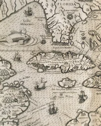 Eiland Cuba, Florida en Golf van Mexico, gravure uit History of American Grand Voyages