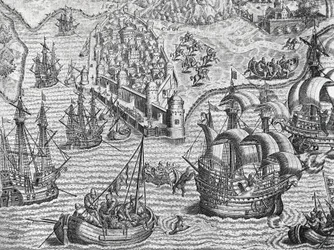Zeeslag, gravure uit American History