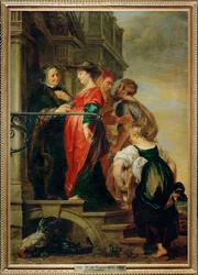 De Visitatie - Maria bezoekt Elisabeth (schilderij op doek)