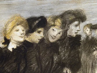 Het vertrek van de midinettes (detail) (voor 1907)