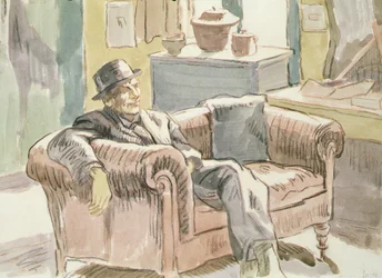 Walter Sickert zittend op een bank, ca. 1927