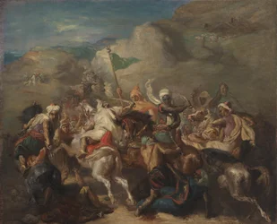 Strijd van Arabische ruiters rond een standaard