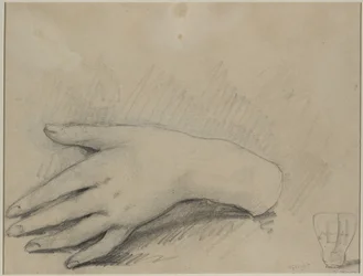 Studie van een vrouwenhand verso, 1800s