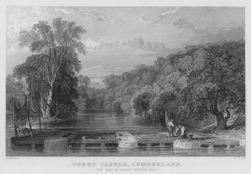 Corby Castle, Cumberland, de zetel van Henry Howard (gravure)